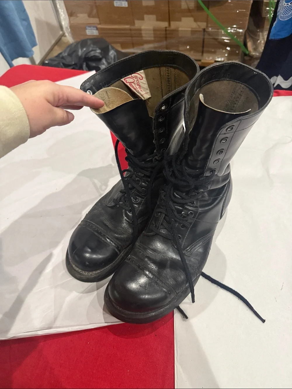 Men's Black Leather Lace-Up Military Style Boots